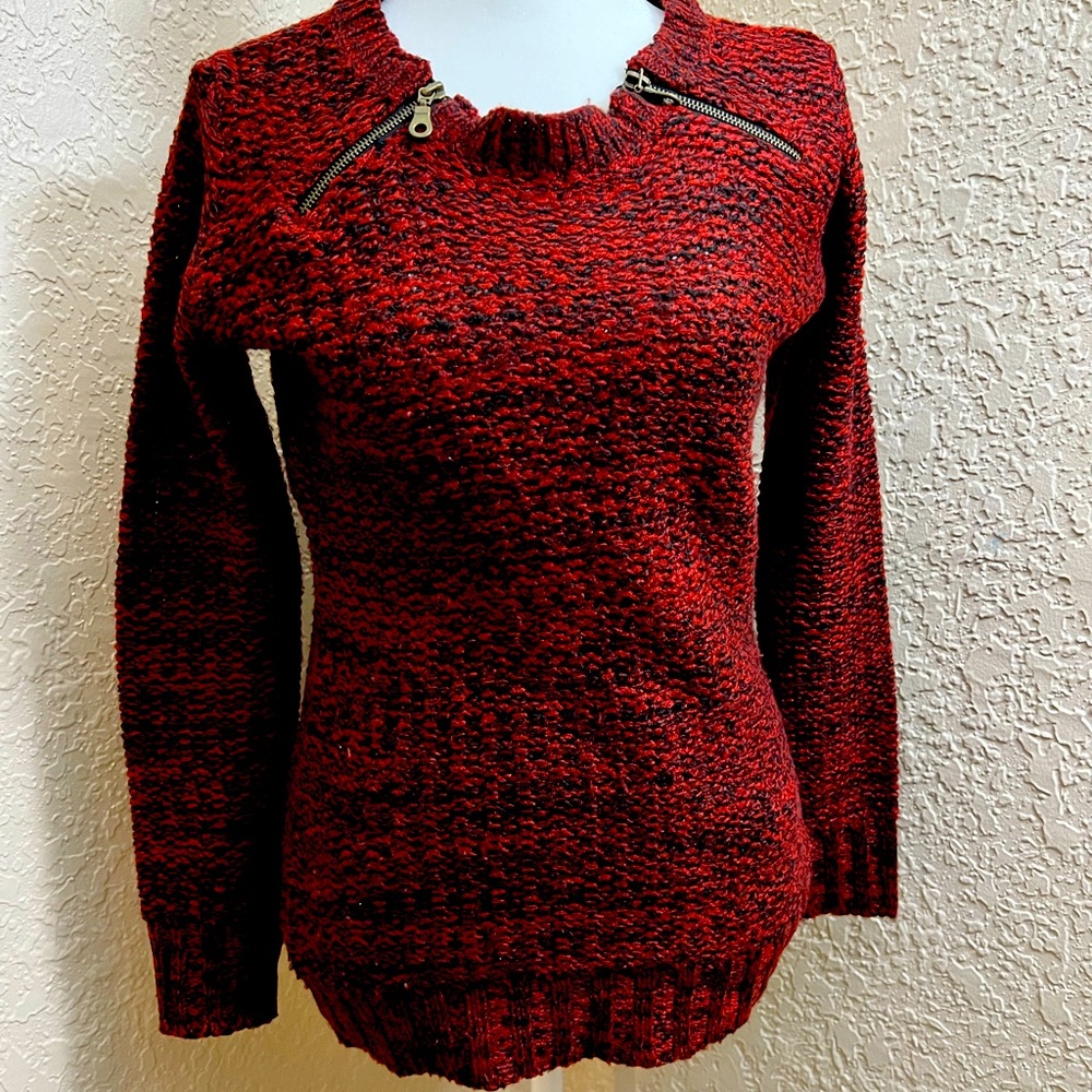 2 for $25 ITEM 💥--Ginger Jar Sweater Dark Red & Black L Item SW02